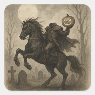 Vintage/Gothic Headless Horseman Halloween/Autumn Square Sticker