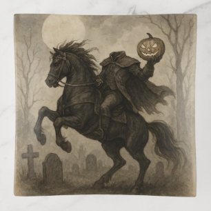 Vintage/Gothic Headless Horseman Halloween/Autumn Trinket Tray