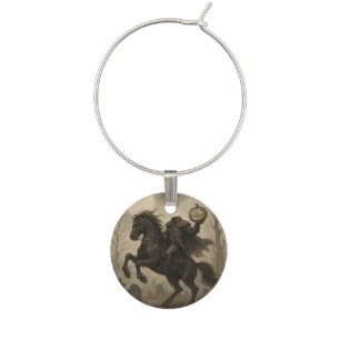 Vintage/Gothic Headless Horseman Halloween/Autumn Wine Charm