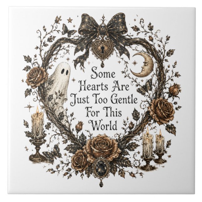 Vintage Gothic Heart Ceramic Tile (Front)