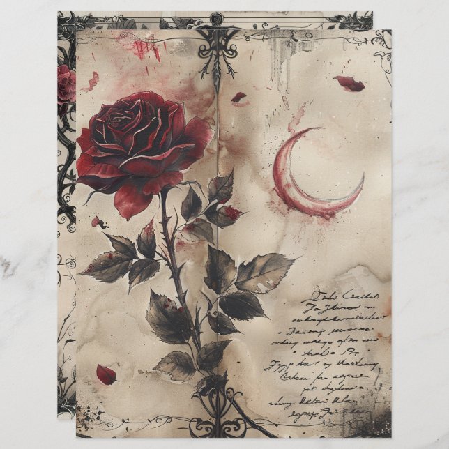 Vintage Gothic Junk Journal Page (Front/Back)