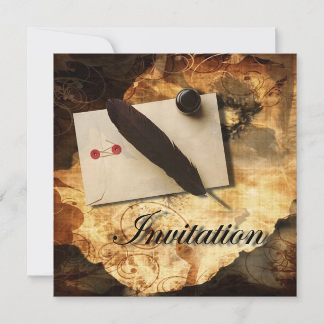 vintage gothic love steampunk wedding invitation (Front)
