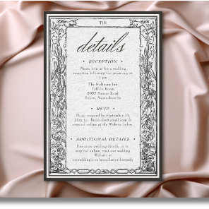 Vintage Gothic Medieval Border Wedding Details Enclosure Card