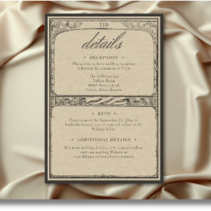 Vintage Gothic Medieval Border Wedding Details Enclosure Card