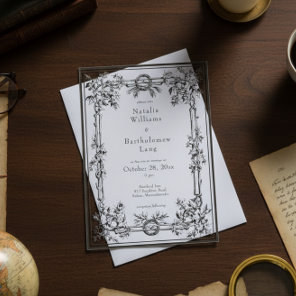 Vintage Gothic Medieval Ivy Border Wedding Acrylic Invitations