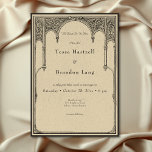 Vintage Gothic Medieval Line Arch Border Wedding Invitation<br><div class="desc">Elevate your gothic wedding with a medieval-inspired wedding invitation that exudes timeless elegance and mystery. Designed to replicate an antique vintage feel, this stunning design features delicate black line art gothic borders on a vintage, aged parchment ivory colored background, evoking the charm of a bygone era. The wording, "Til Death...</div>