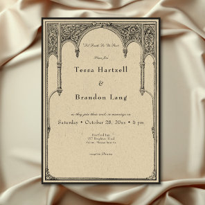 Vintage Gothic Medieval Line Arch Border Wedding Invitation