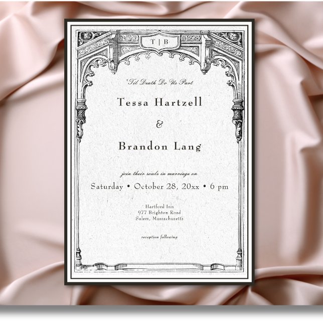 Vintage Gothic Medieval Line Border Wedding Invitation (Vintage Gothic Medieval Line Border Wedding Invitation)
