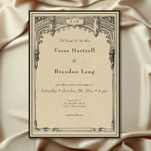 Vintage Gothic Medieval Line Border Wedding Invitation