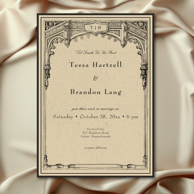 Vintage Gothic Medieval Line Border Wedding Invitation (Vintage Gothic Medieval Line Border Wedding Invitation)