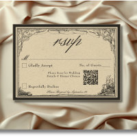 Vintage Gothic Medieval Line Border Wedding QR