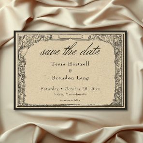 Vintage Gothic Medieval Line Border Wedding Save The Date