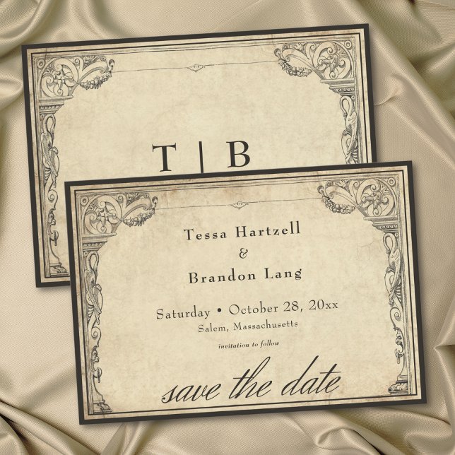 Vintage Gothic Medieval Parchment Wedding Save The Date (Vintage Gothic Medieval Parchment Wedding Save The Date)