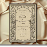 Vintage Gothic Medieval Vine Arch Border Wedding Invitation<br><div class="desc">Elevate your gothic wedding with a medieval-inspired wedding invitation that exudes timeless elegance and mystery. Designed to replicate an antique vintage feel, this stunning design features delicate black line art gothic vine and leaf border on a vintage, aged parchment ivory colored background, evoking the charm of a bygone era. The...</div>