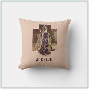 Vintage Gothic Medieval Woman Throw Pillow