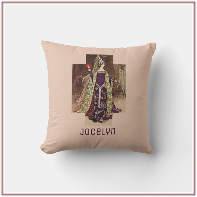 Vintage Gothic Medieval Woman Throw Pillow (Creator Uploaded)