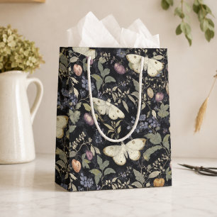 Vintage Gothic Moth Floral Halloween Medium Gift Bag
