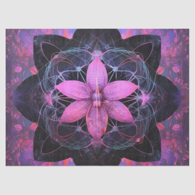 Vintage Gothic Neon Pink Flower Decoupage Tissue Paper (Front)