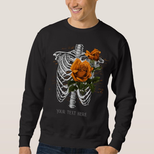 Vintage Gothic Orange Rose Skeleton Personalized Sweatshirt (Front)