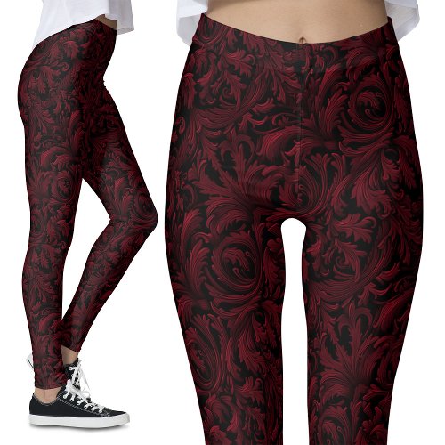 Vintage Gothic Pattern Leggings _ Gothic Nostalgia