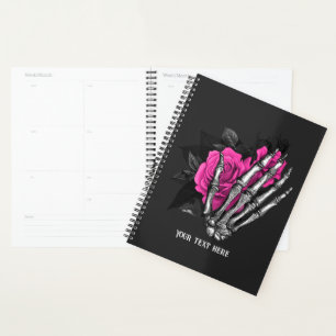 Vintage Gothic Pink Rose Skeleton Personalized Planner