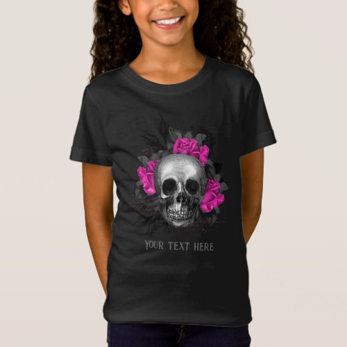 Vintage Gothic Pink Rose Skeleton Personalized T_Shirt