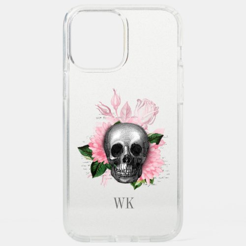 Vintage Gothic Pink Roses Skeleton Monogram Speck iPhone 12 Pro Max Case