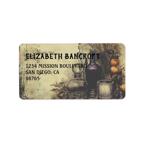 Vintage Gothic Potion Halloween Return Address Label