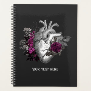 Vintage Gothic Purple Floral Heart Planner