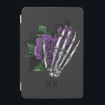 Vintage Gothic Purple Roses Skeleton Monogram iPad Mini Cover<br><div class="desc">Whimsical vintage gothic phone case featuring purple roses in a skeleton hand.</div>