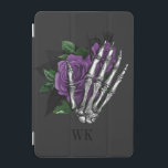 Vintage Gothic Purple Roses Skeleton Monogram iPad Mini Cover<br><div class="desc">Whimsical vintage gothic phone case featuring purple roses in a skeleton hand.</div>