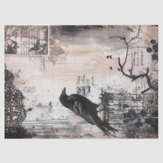 Vintage Gothic Raven Decoupage Tissue Paper