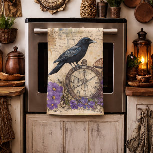Vintage Gothic Raven Kitchen Towel