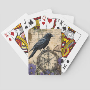 Vintage Gothic Raven Poker Cards