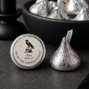 Vintage Gothic Raven Skull Script Halloween Hershey®'s Kisses®