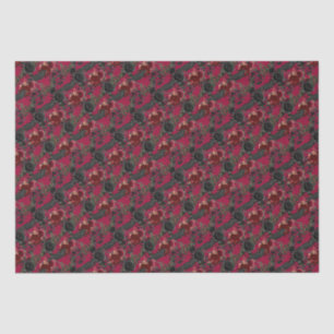 Vintage Gothic Ravens and Roses Dark Red Tissue Paper