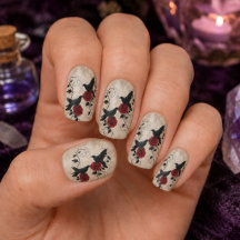 Vintage Gothic Ravens Crimson Roses