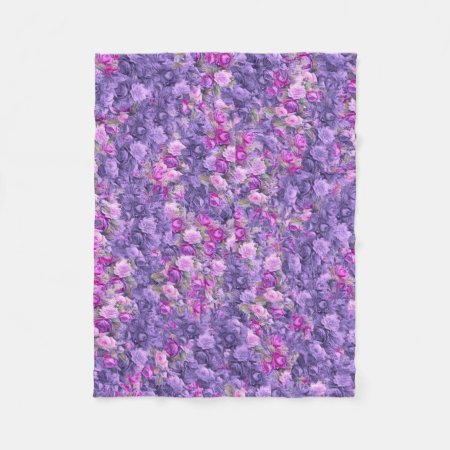 Vintage Gothic Rose Lavender Purple Fleece Blanket