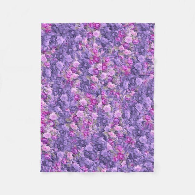 Vintage Gothic Rose Lavender Purple Fleece Blanket (Front)