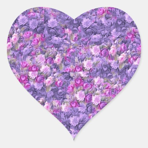 Vintage Gothic Rose Lavender Purple Heart Sticker | Zazzle