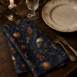 Vintage Gothic Samhain Gathering Dark Botanical Cloth Napkin