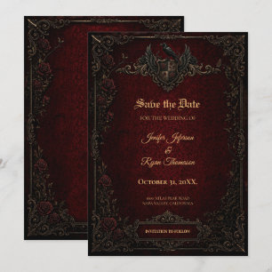 Vintage Gothic Save the date invitation