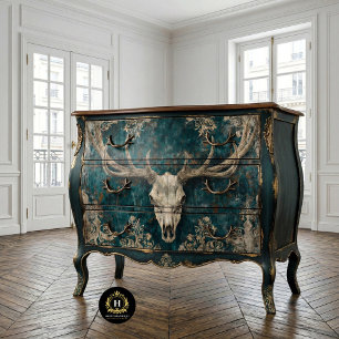 Vintage Gothic Skeleton Deer Skull Decoupage Tissue Paper