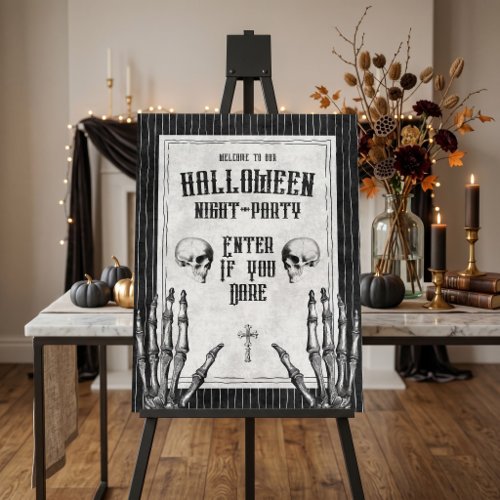 Vintage Gothic Skeleton Halloween Welcome Sign