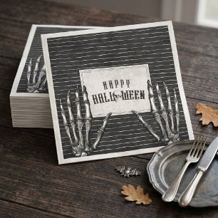 Vintage Gothic Skeleton Happy Halloween Napkins