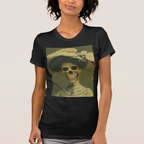 Vintage Gothic Skeleton Lady T_Shirt
