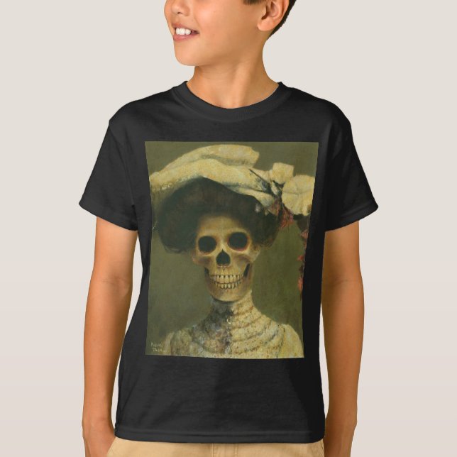 Vintage Gothic Skeleton Lady T-Shirt (Front)