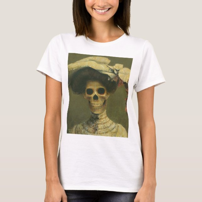 Vintage Gothic Skeleton Lady T-Shirt (Front)