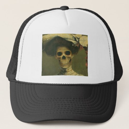 Vintage Gothic Skeleton Lady Trucker Hat