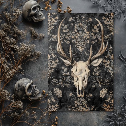 Vintage Gothic Skeleton Skull Decoupage  Tissue Paper